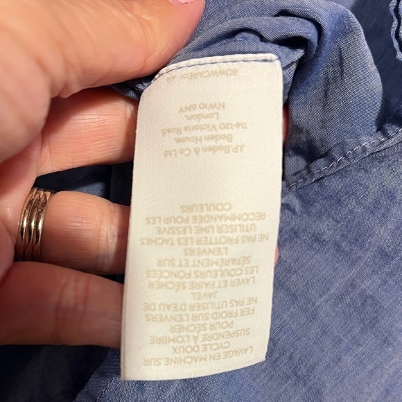 Boden Laurie Ruffle Tassel Sleeveless Top Light Chambray Sz 6 - Picture 3 of 6